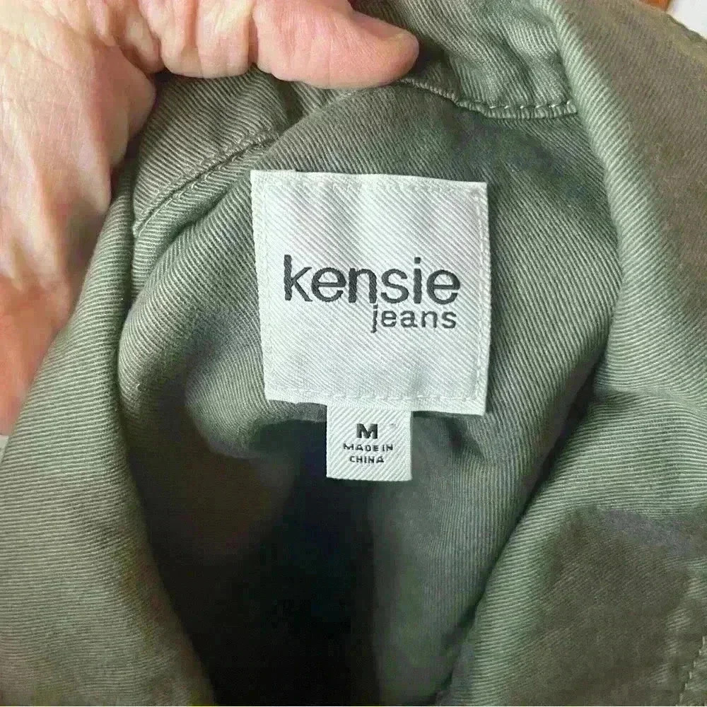 Kensie Button Jacket Raw Hem‎ Women Medium Green Casual Cropped Lightweight - Picture 7 of 8
